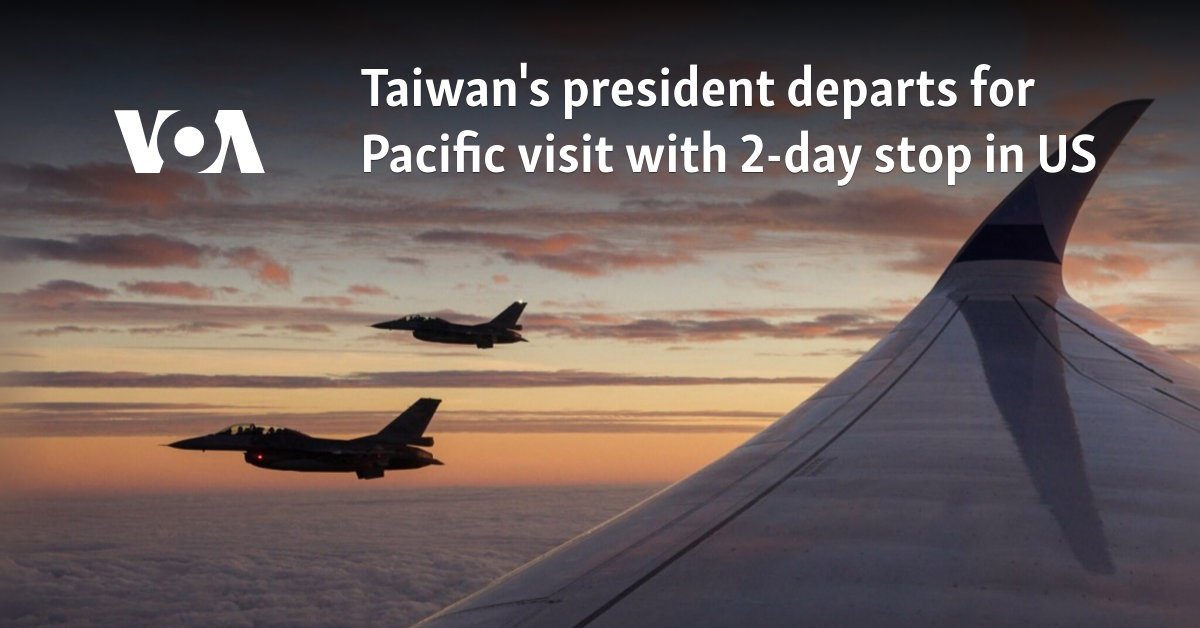 Taiwan's president departs for Pacific visit with 2-day stop in US
