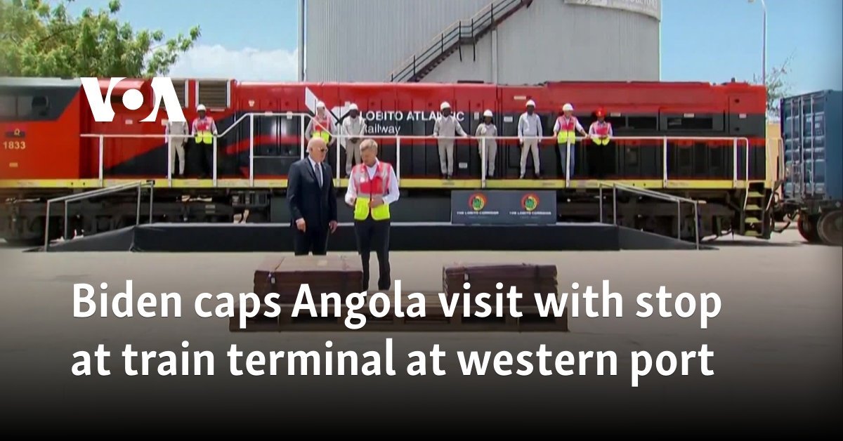 Biden caps Angola visit with stop at train terminal at western port
