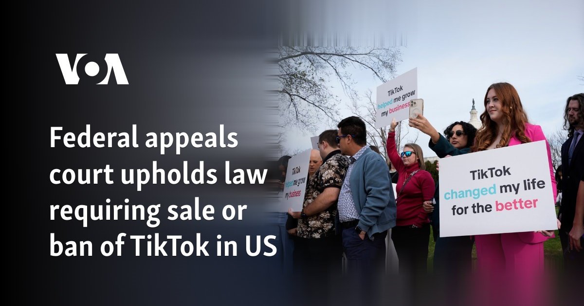 Federal appeals court upholds law requiring sale or ban of TikTok in US
