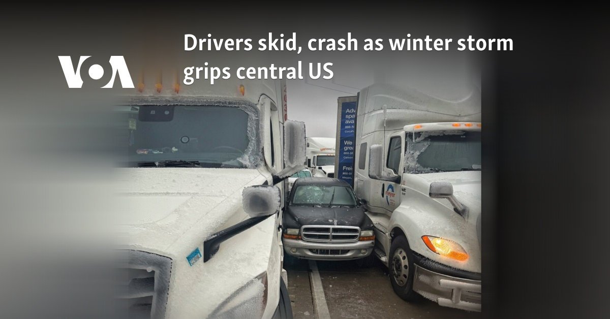 Drivers skid, crash as winter storm grips central US
